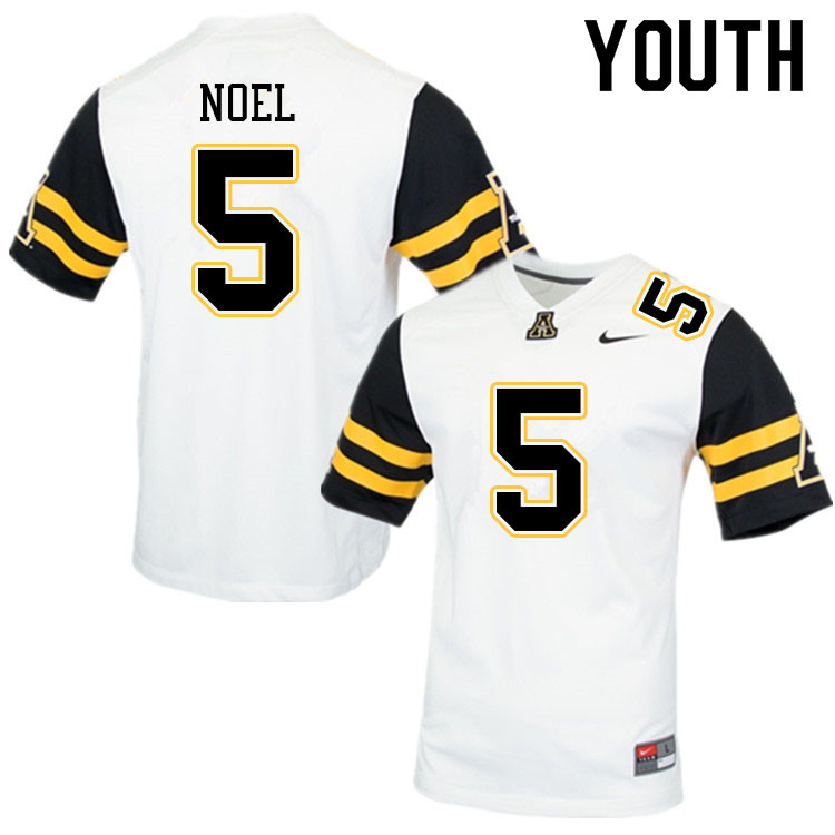 Youth #5 Nate Noel Appalachian State Mountaineers College Football Jerseys Sale-White